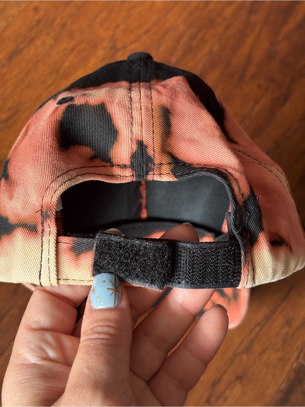 Black Coral Bleach Dye Baseball Cap Adjustable Cotton Tie Dye Hat - Picture 9 of 9